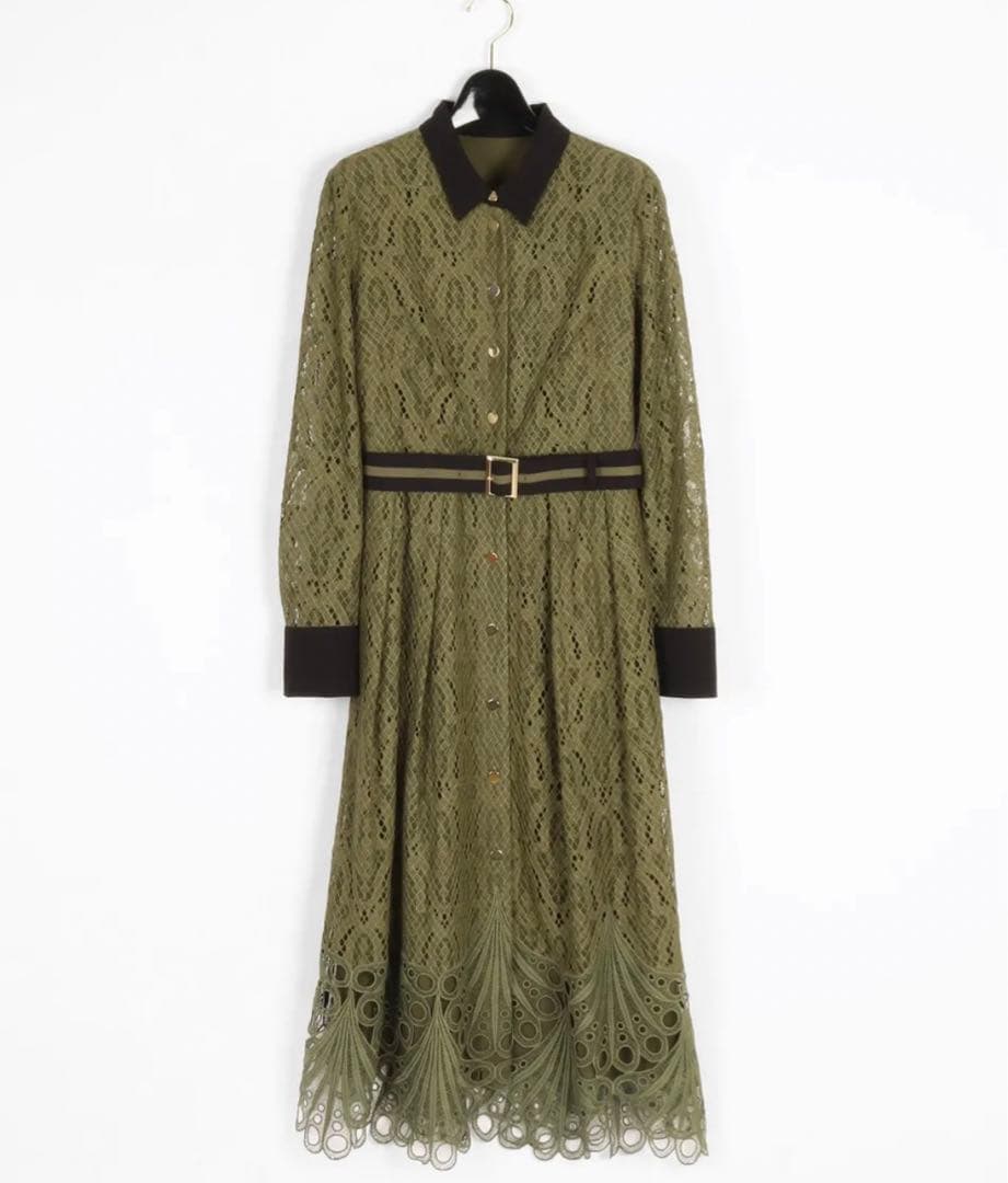 グレースコンチネンタル☆38☆ダイアグラムオリーブカーキ色レース