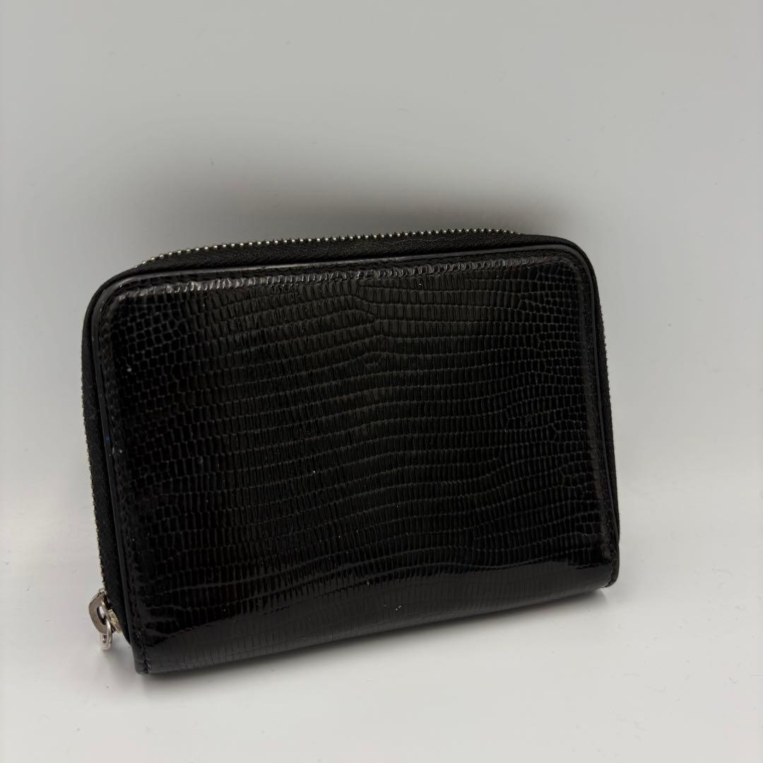 イヴ・サンローラン YSLロゴ カサンドラ リザード柄 ジップウォレット