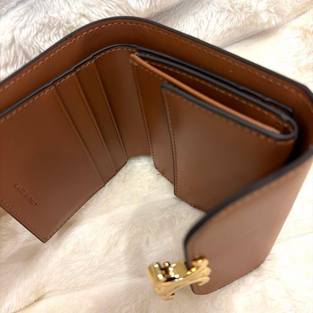 セリーヌ ブラウン レザー 三つ折り財布 - メルカリ