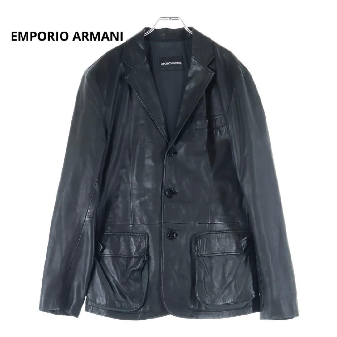 EMPORIO ARMANI ラムレザー テーラードジャケット - メルカリ