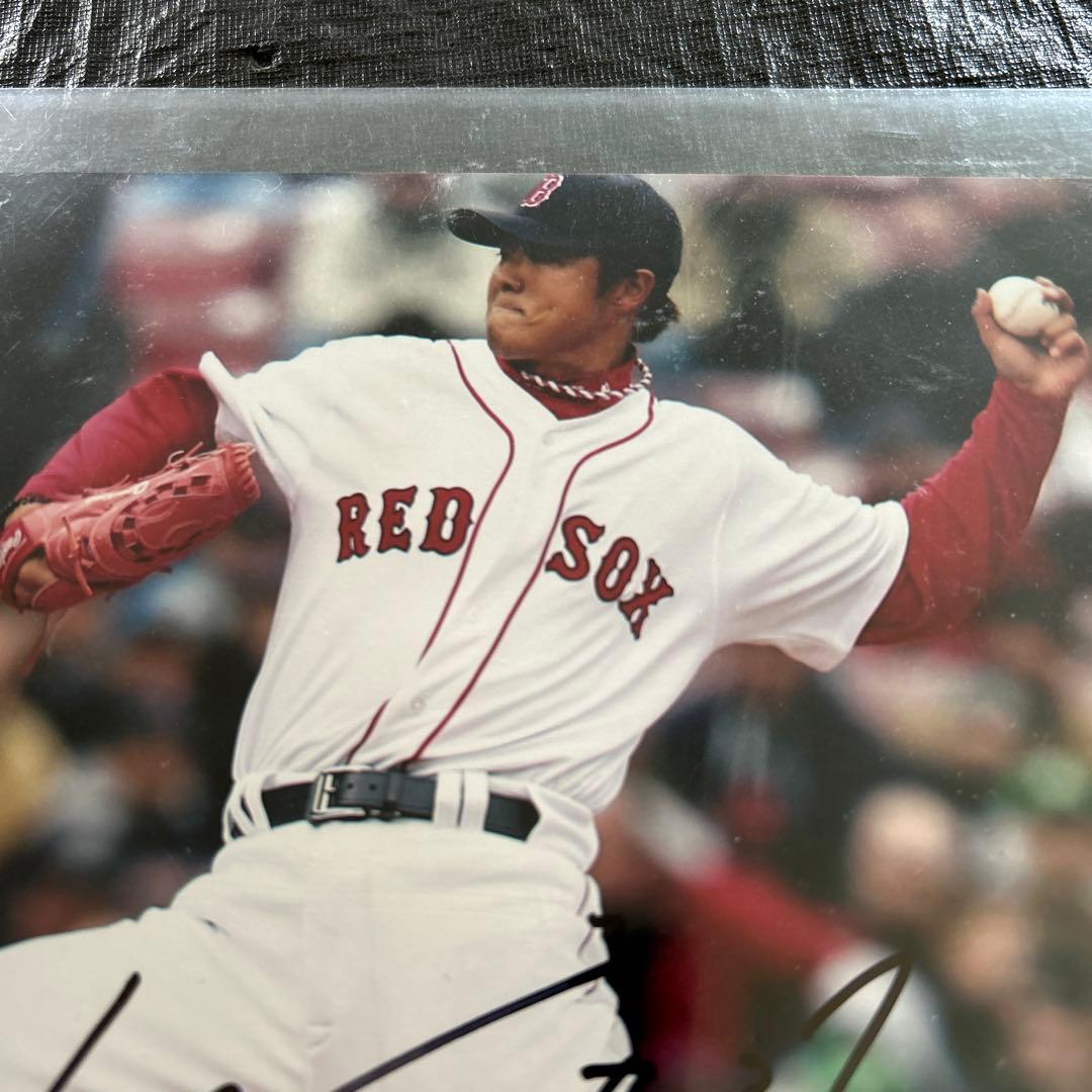 MLB 岡島秀樹 直筆サイン入フォト ボストンレッドソックス 読売