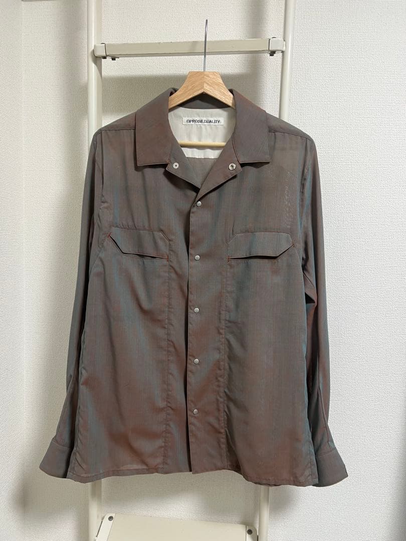 トップス OPPOSE DUALITY 25ssChambray Panel Shirts OPPOSE DUALITY Chambray Panel Shirts OD2002SHT-25SS Orange Gray