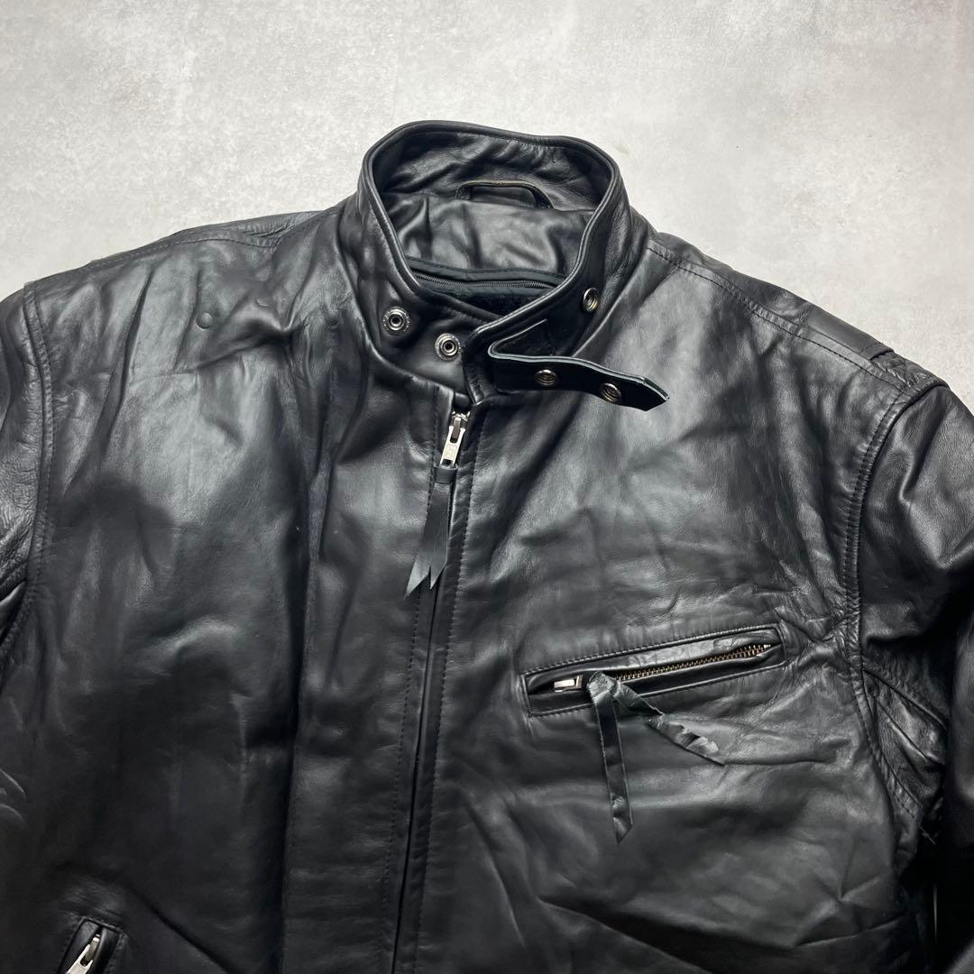 最高級/馬革✨リューグーレザーズ シングルライダース ボアライナー 黒 2XL