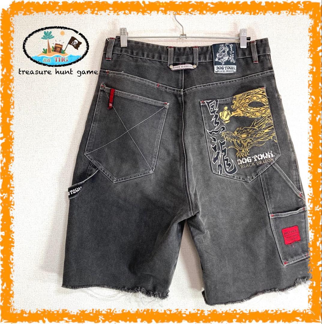 DOG TOWN BLACK DRAGON ショート加工デニムパンツ 刺繡 黒龍 - メルカリ
