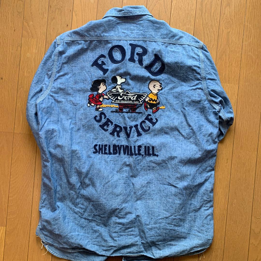 希少】BOOTLEGGERSシャンブレーシャツSNOOPY刺繍 Fordパッチ - メルカリ