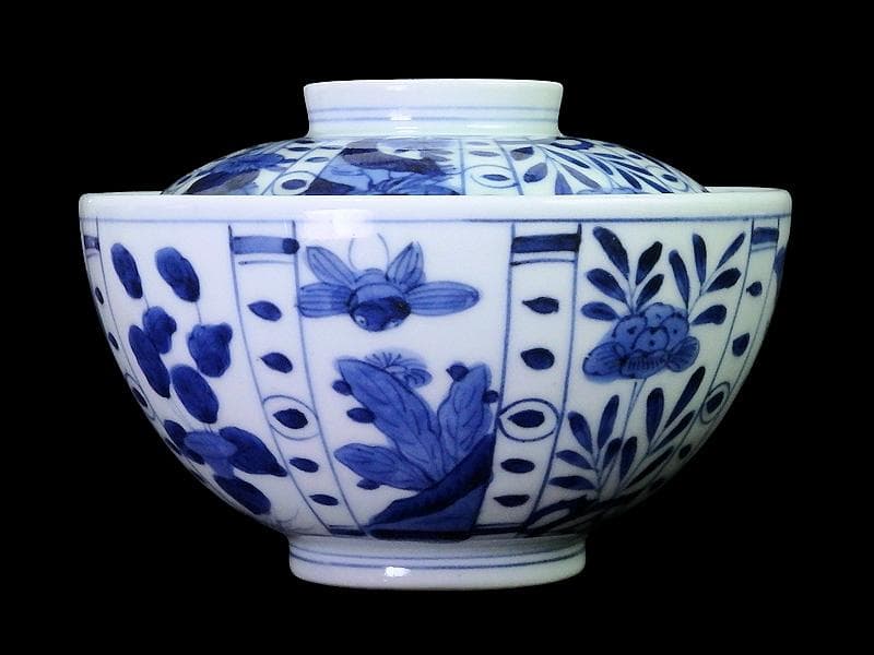 古伊万里 染付 芙蓉手 花鳥紋の図 大振蓋茶碗 F319AS-CXz - メルカリ