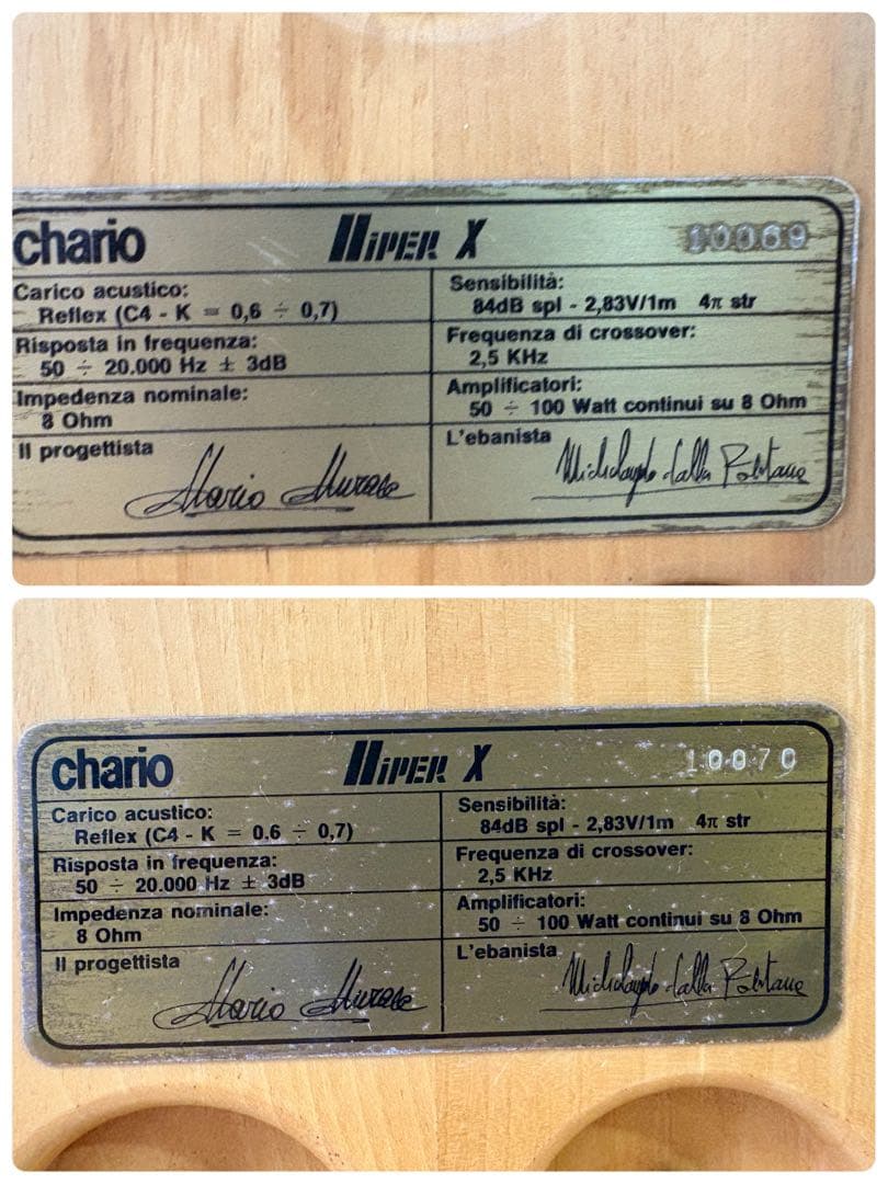 イタリア製スピーカー　chario Hiper X