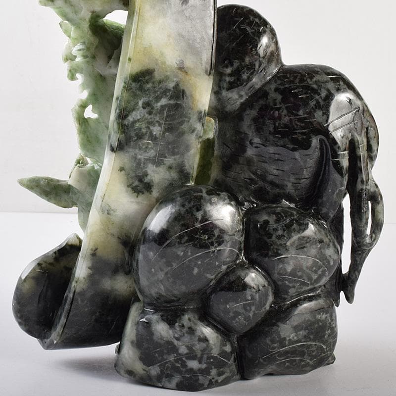 中国 玉石翡翠玉 果実彫 床飾 置物 重さ約1371g D R7574