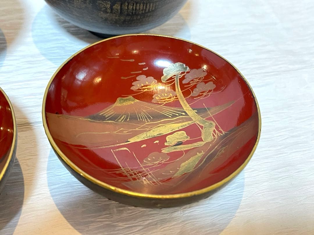 鉄錆塗 漆器 会津塗 吸物椀 2客 骨董 蓋付き椀 明治大正時代267 - メルカリ
