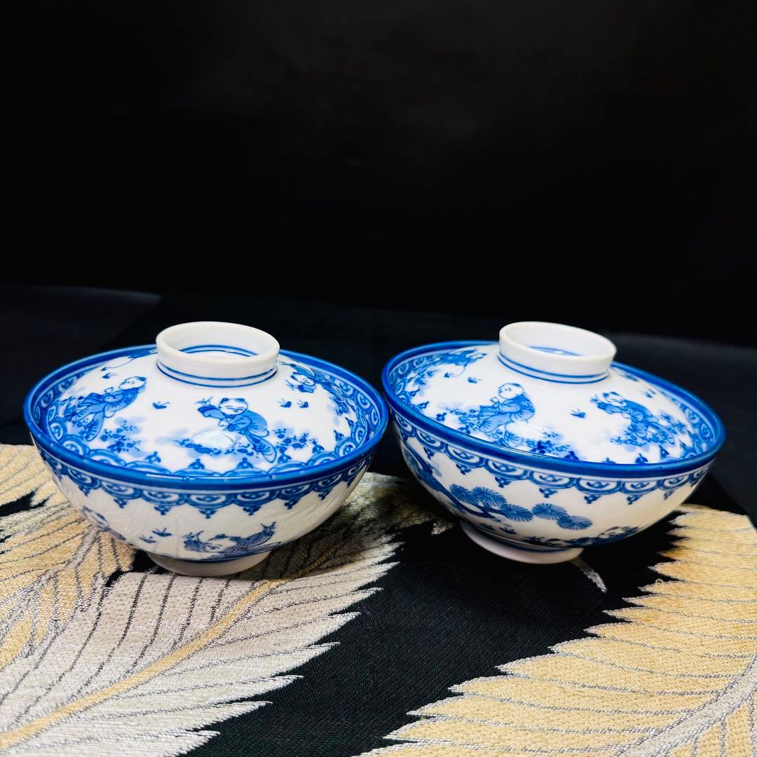 三川内焼 平戸雅松 希少献上唐子七人 夫婦茶碗 碗ペア - メルカリ