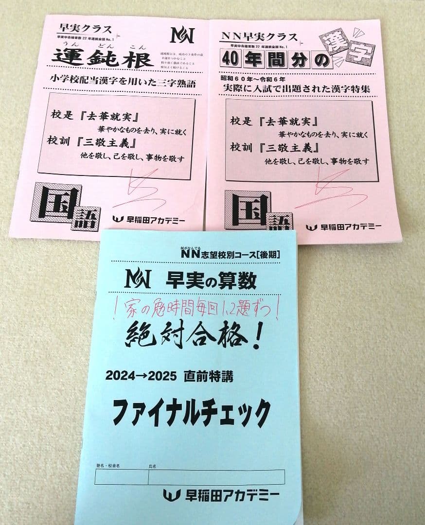 ☆早稲アカNN早実クラス 正月特訓 直前特講 2025年受験組☆ - メルカリ