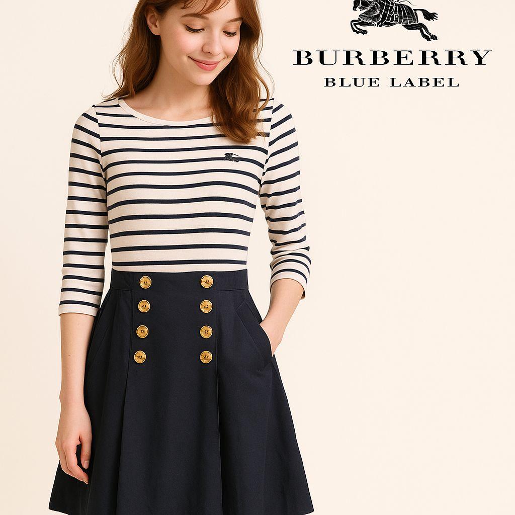 バーバリーブルーレーベル ボーダー切替マリンワンピース 38 - メルカリ