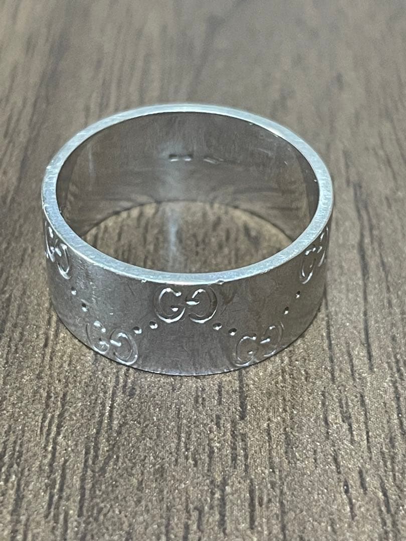 GUCCIアイコンリング ワイドK18（750刻印あり）ホワイトゴールド19号
