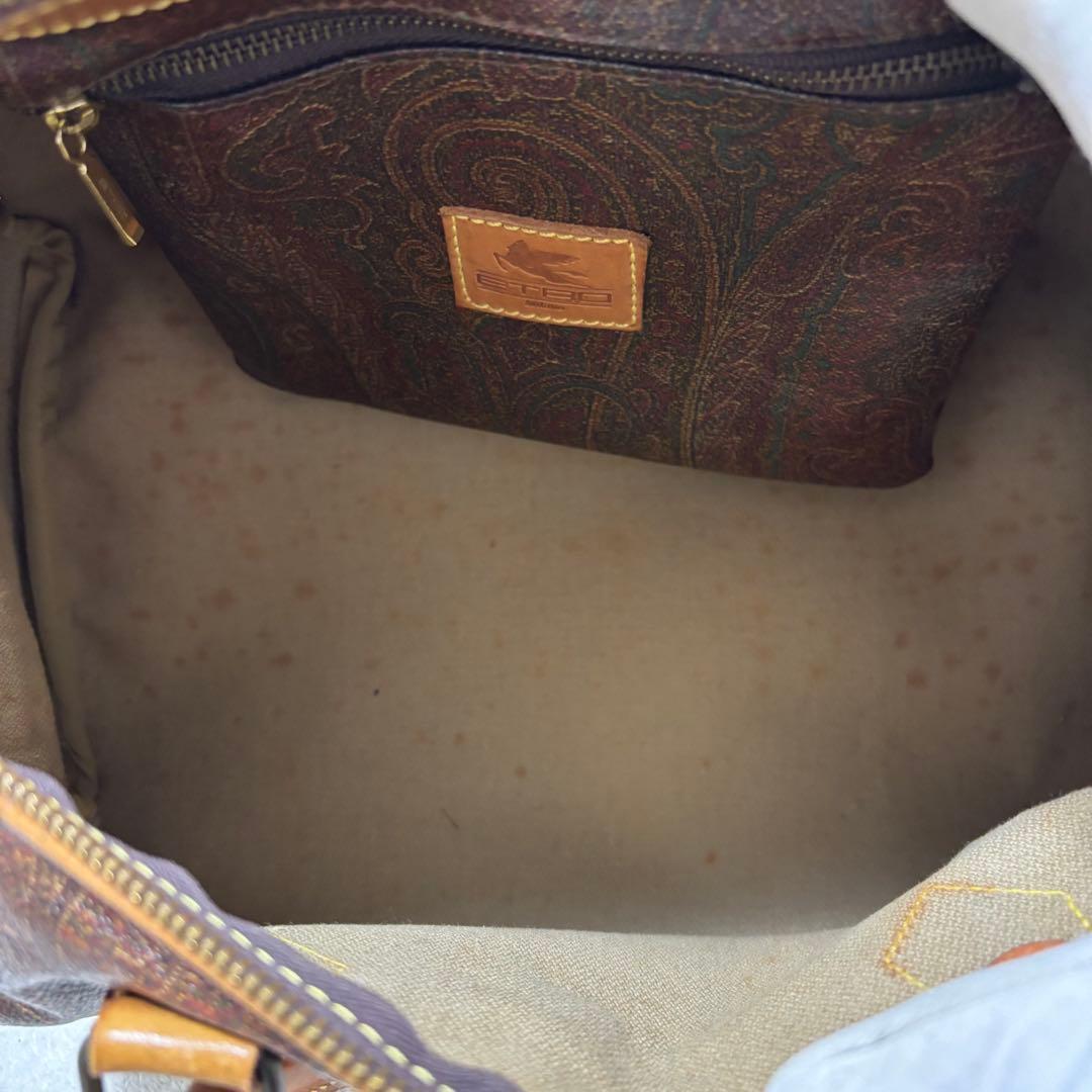 ETRO エトロ ペイズリー柄 ミニボストンバッグ ブラウン 鍵 南京錠