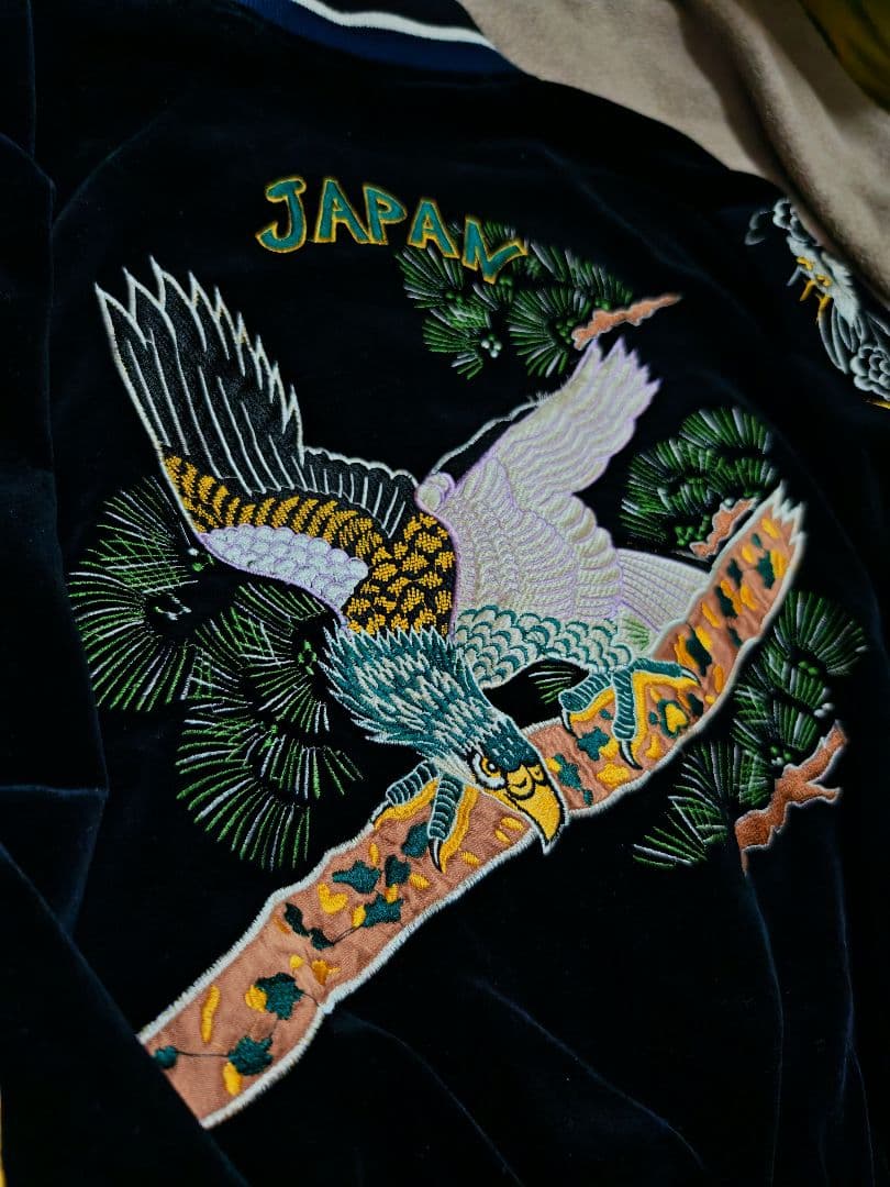 美品 Vintage 別珍 鷲 日本限定 スカジャン ベルベット unisex - メルカリ