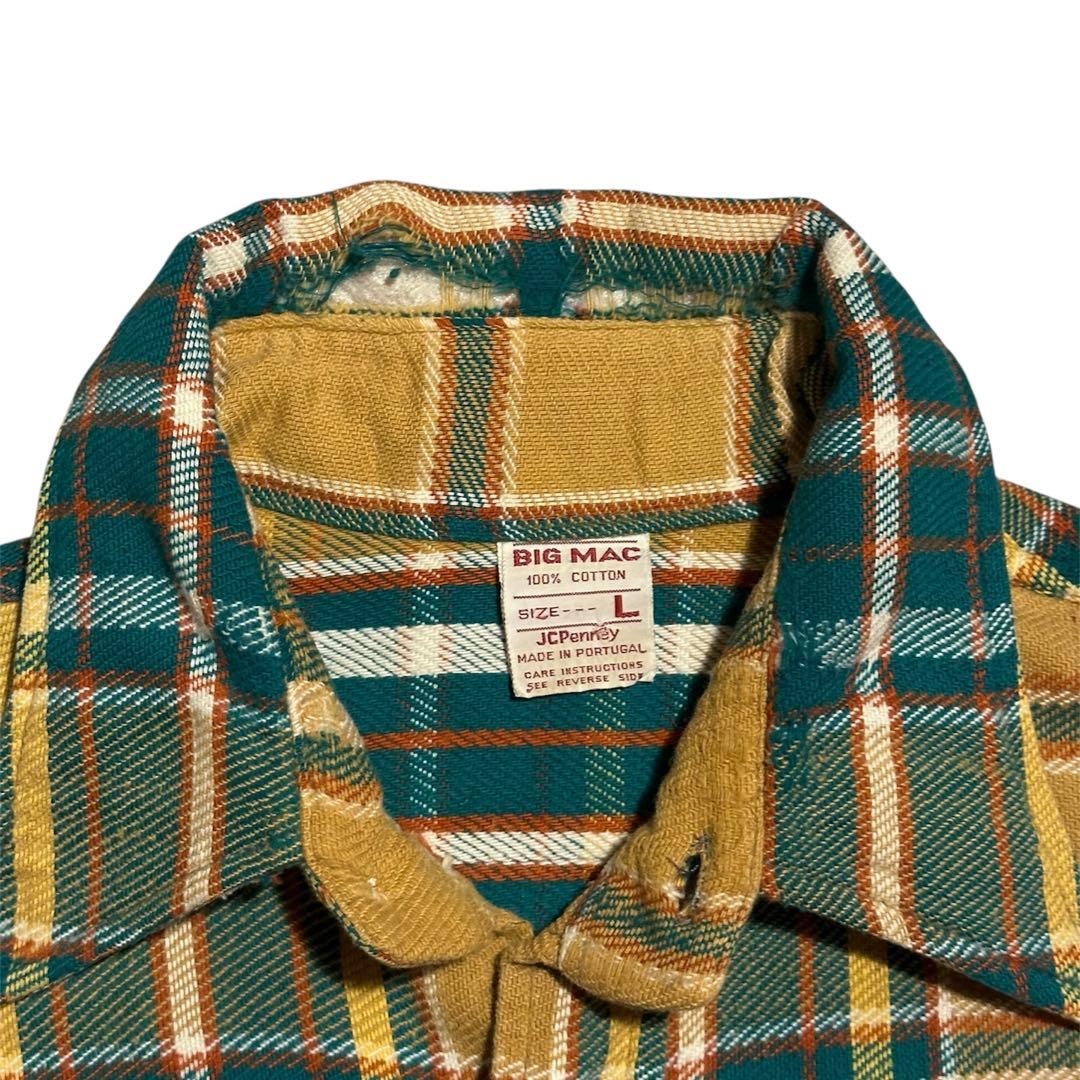 70s BIGMAC ビッグマック ヘビーネルシャツ 単色タグ L 好配色 - メルカリ