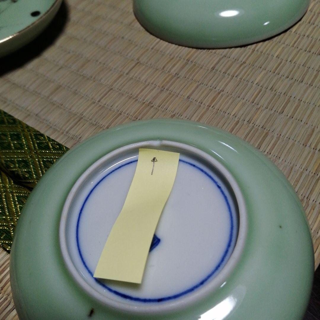 瀬戸焼　クロム青磁富士遠影小皿　17枚　10.7cm　大正期