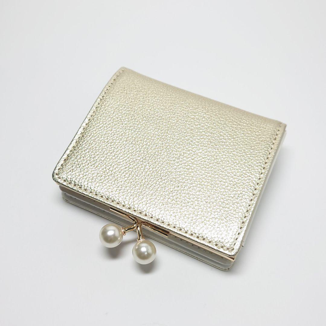 新品未使用】トッカ パールがま口二つ折り財布/ウォレット ゴールド系