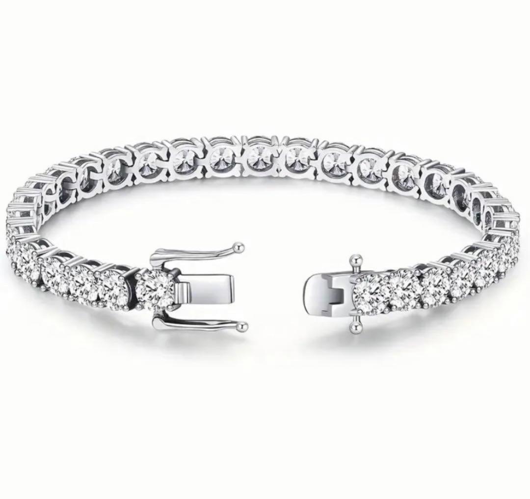 正規鑑定書付】モアサナイト テニスチェーンブレスレット S925仕様