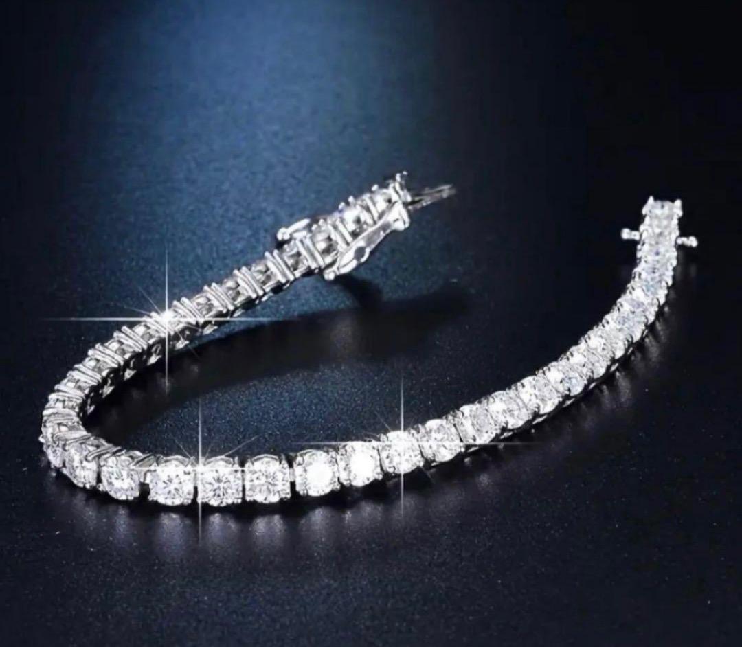 正規鑑定書付】モアサナイト テニスチェーンブレスレット S925仕様