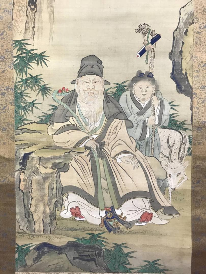 模写/谷文晁/寿老人図/人物図/掛軸/名家伝来/AE-52 - メルカリ