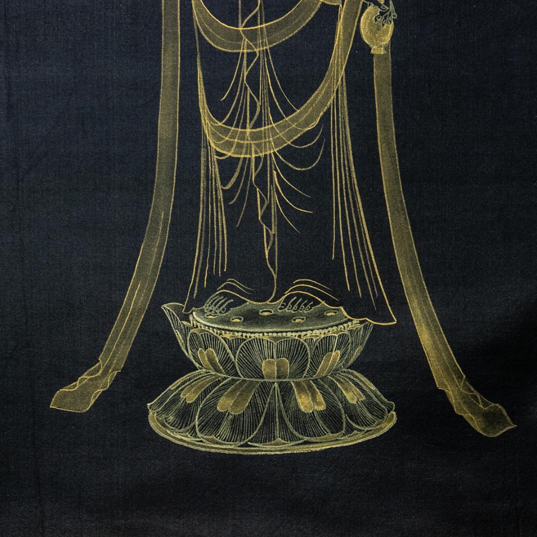 掛軸-1698 永田華堂 聖観音 紺紙金泥 共箱 仏教絵画 - メルカリ