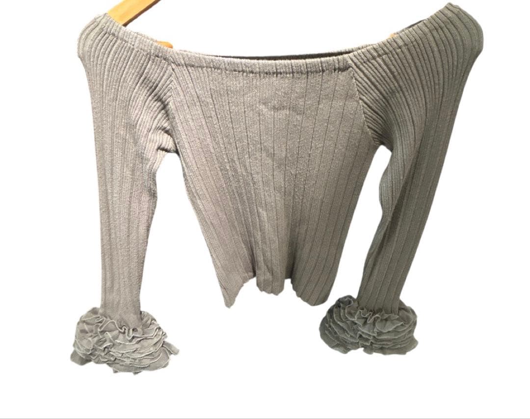 値下げ可】eimy istoire チュールギャザーカフスニットプルオーバー