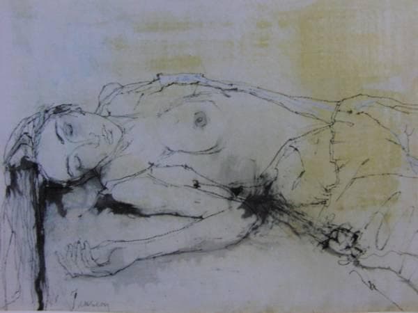 ジャンセン、【横たわる若い女】、希少画集画、高級新品額・額装付