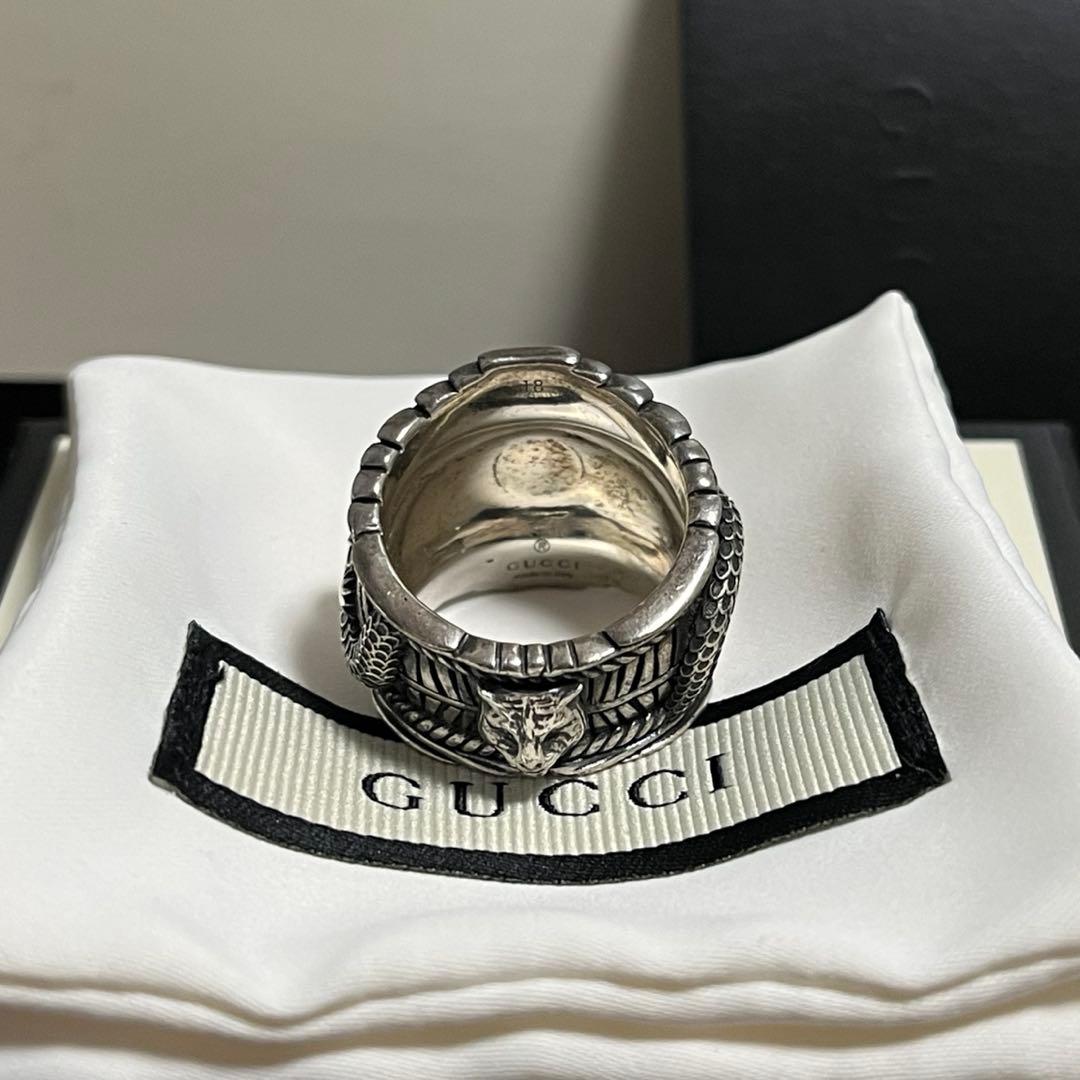 グッチ ガーデン スネーク リング キャットヘッド シルバー ミケーレ