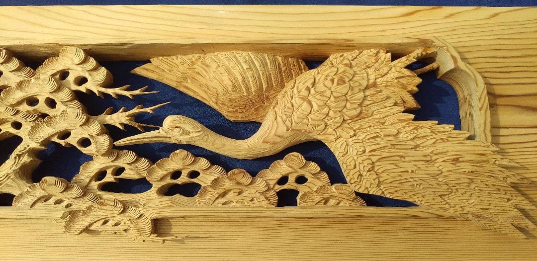 彫刻欄間 松竹梅鶴亀 6尺×0.85尺×1.5寸 (301) - メルカリ