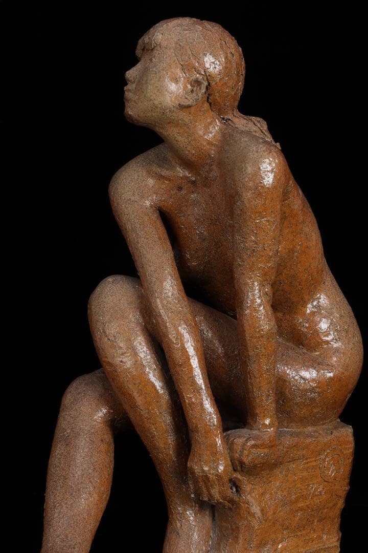 【水上守次】陶彫作品 少女像 裸婦像 在銘 栞付 女性像 彫刻 美術品 作家物
