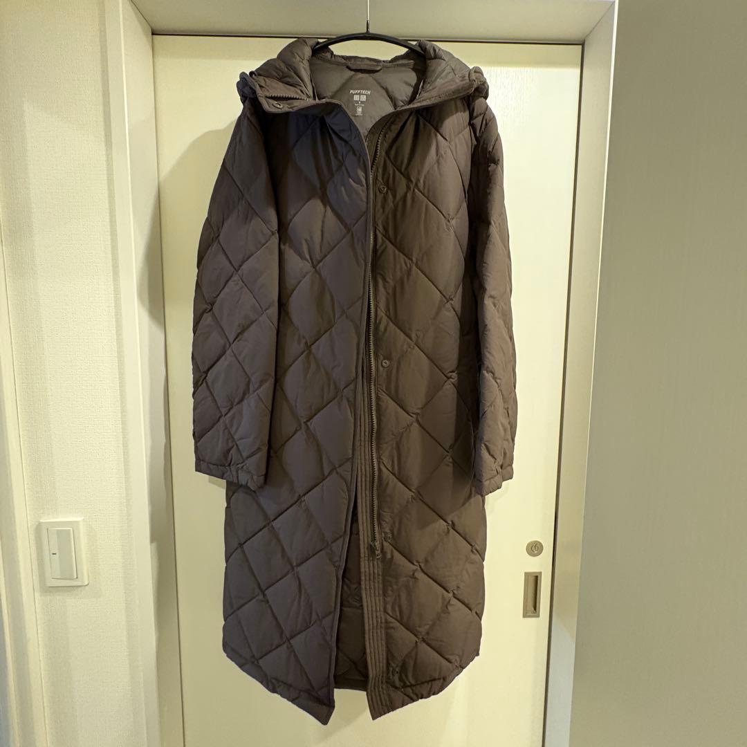 パフテックロングコートリラックスフィット ダークブラウン M ユニクロ