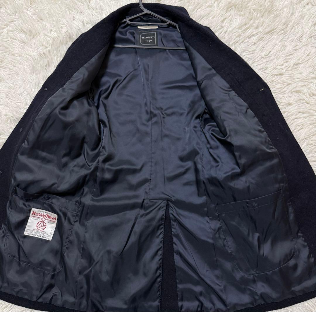BEAMSLIGHTS ✖︎ハリスツイード ネイビー チェスターコート