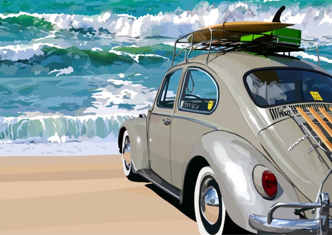 No136渚のワーゲンType B絵画イラスト画 自作絵画 - メルカリ