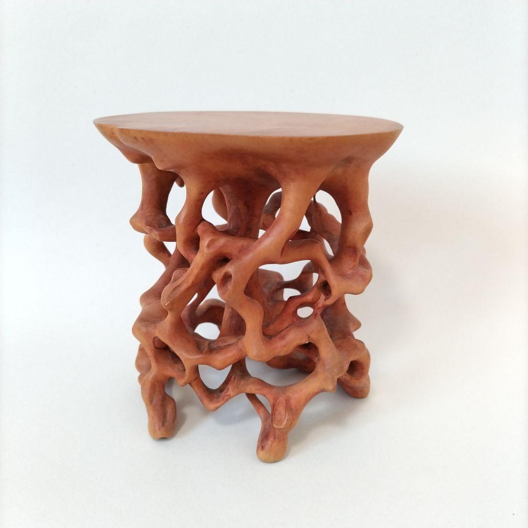 【匿名配送】根木台 黄楊 柘植 古美術 中国古美術 本物柘植 黄楊木 細工彫刻 福 瓢箪 根付 コレクション 木彫