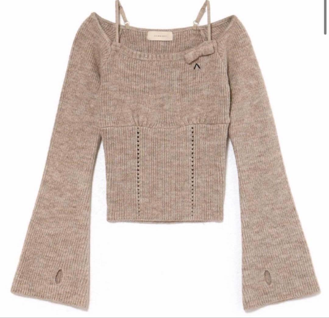 トップス andmary Baby ribbon knit tops ANDMARY】Baby ribbon knit tops