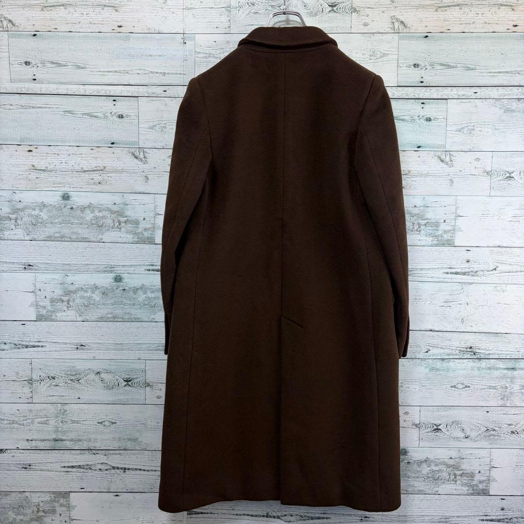 ☆大きいサイズ・XL☆チェスターコート 裏地総柄 羊毛&カシミヤ ブラウン
