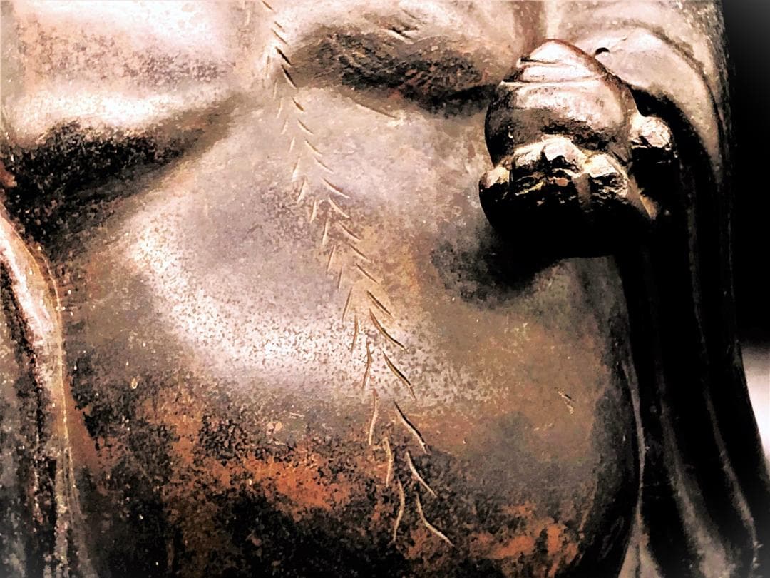 【 江戸期 銅製布袋尊 】　無銘　鋳金師作　36.5ｃｍ　6ｋｇ