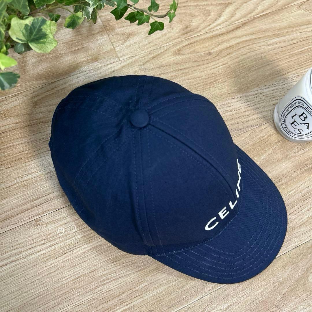 CELINE セリーヌ ベースボールキャップ L ロゴ刺繍 ネイビー 帽子