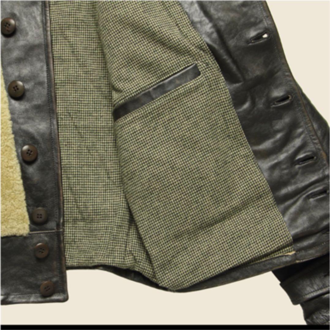 新品*RRL*シアリングレザー モト ジャケット*XS*グリズリージャケット