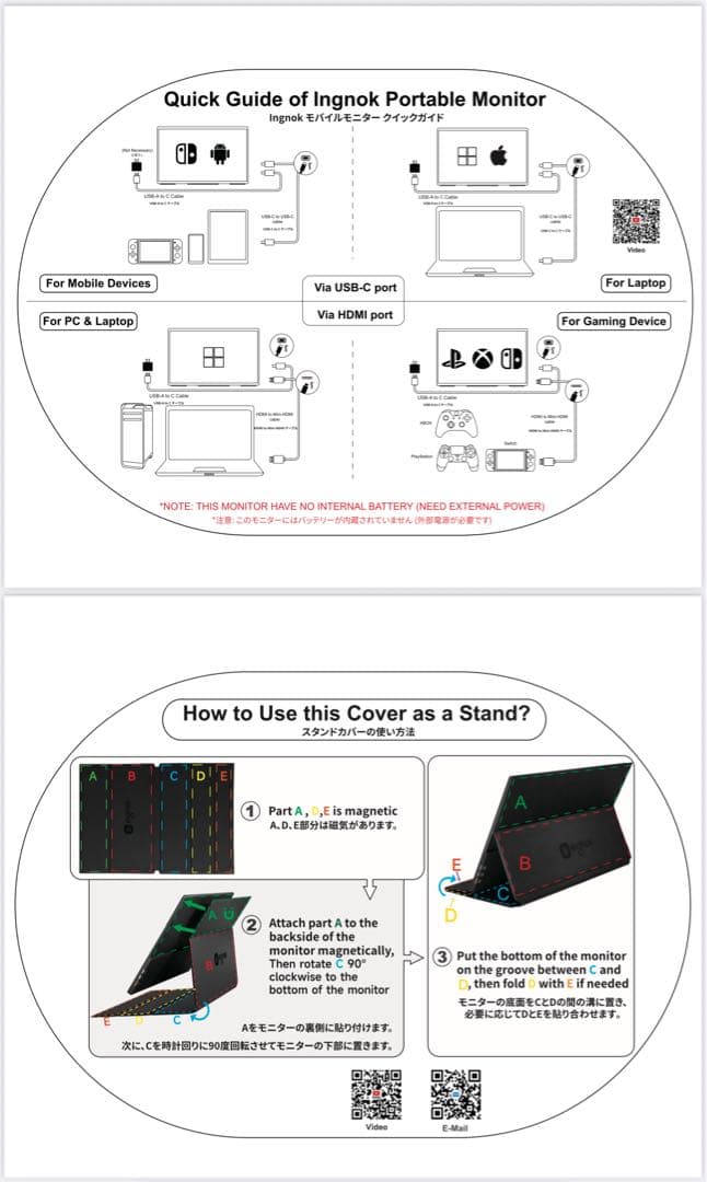 Ingnok18.5インチポータブルモニターFHD モバイルモニター 新品未使用