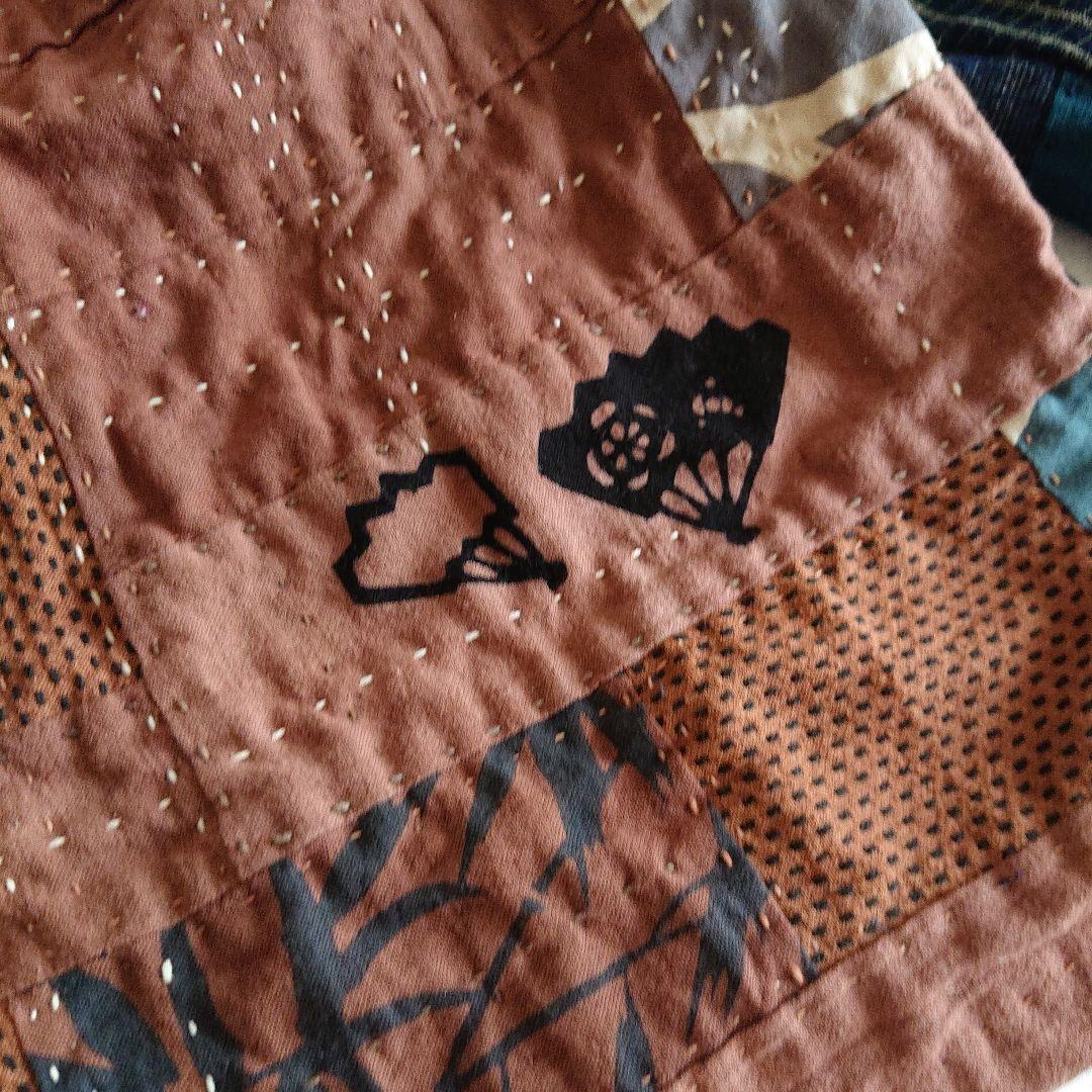 古布リメイク ジャケット 藍染 絣 柿渋染め 刺し子 襤褸 パッチワーク