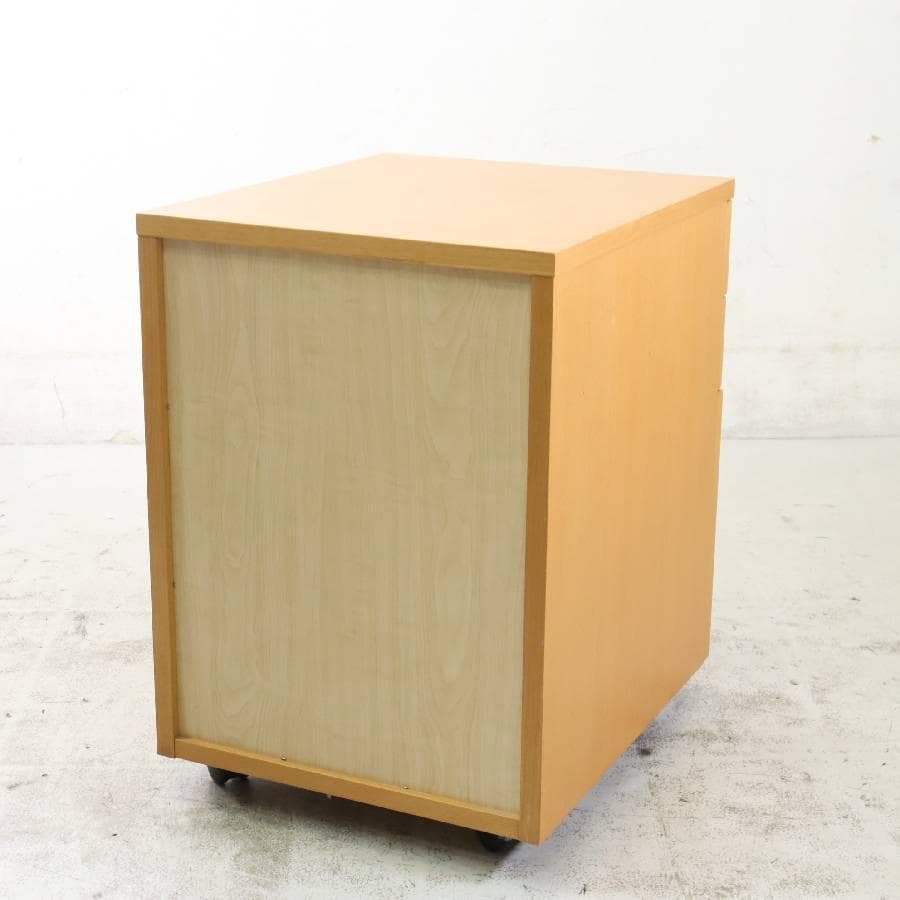 無印良品 廃番 3段 ビーチキャビネット デスクワゴン ブナ材