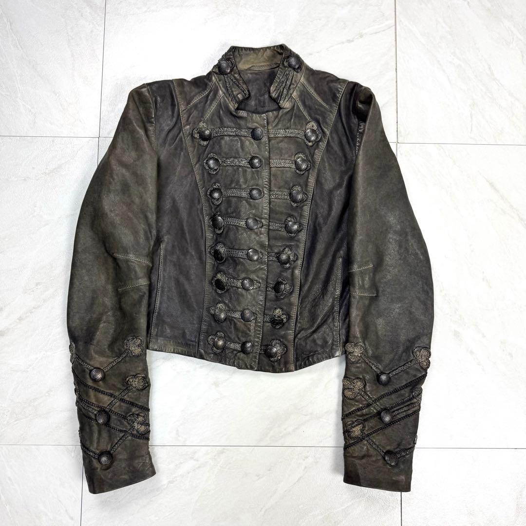 オールセインツ アーカイブ レザー ブロケード クロップド ナポレオン