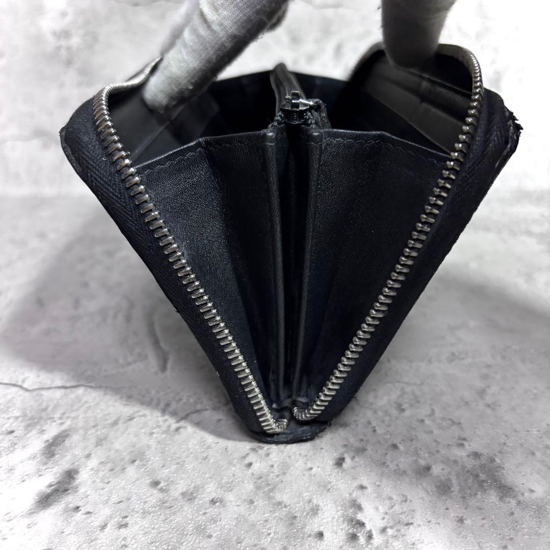 箱付き！】GUCCI グッチ マイクログッチシマ ラウンド長財布 黒 ブラック