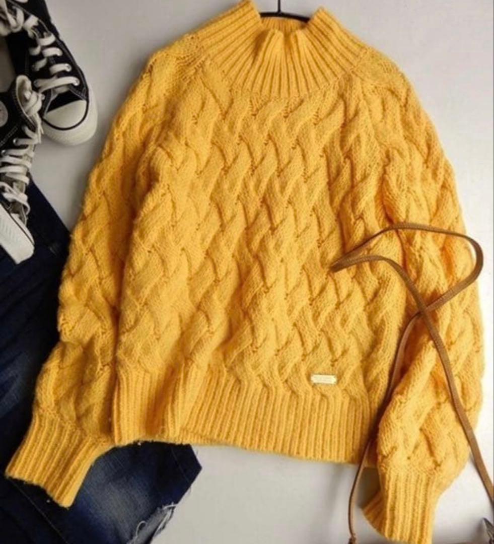 BLUE LABEL CRESTBRIDGE イエローニット 38 ブルーレーベルクレストブリッジ BLUE LABEL CRESTBRIDGE 両畦ニット