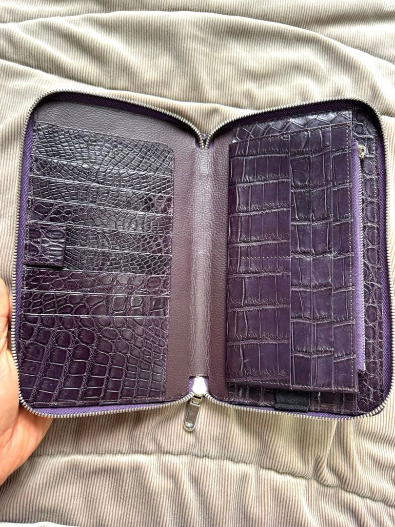 めちゃ贅沢！ クロコダイル ポロサス オーガナイザー パープルマット