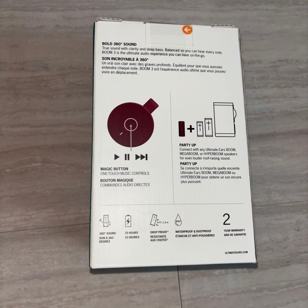 新品　Ultimate Ears BOOM3スピーカー　防水　サンセットレッド