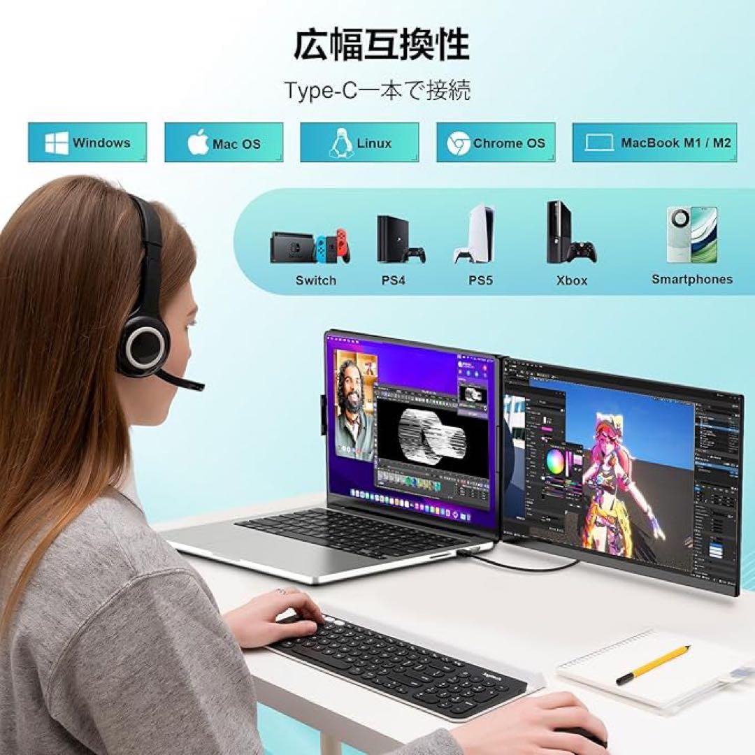 ❤️1品限り❤️モバイルモニター 15.6インチ デュアルディスプレイ 1080P