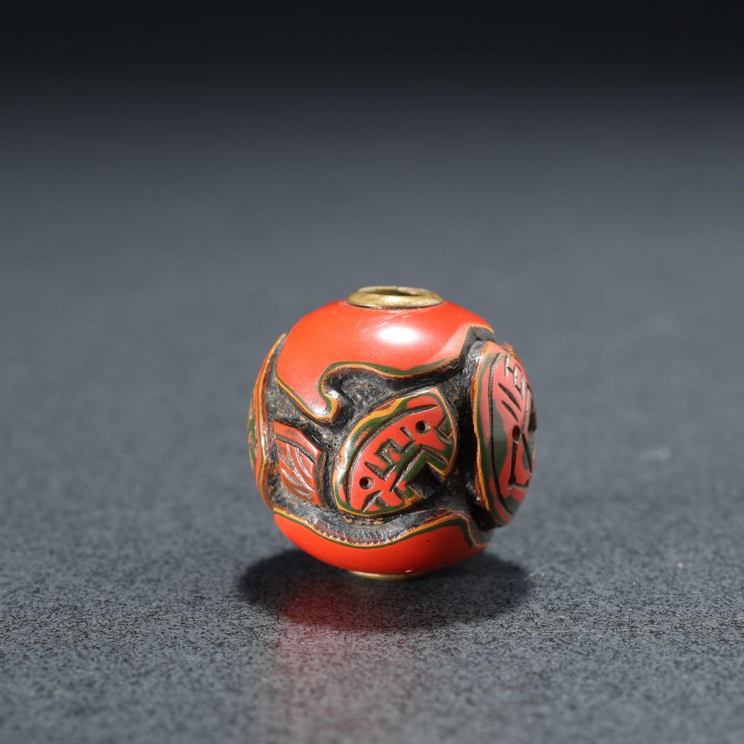 緒締め玉 堆朱 古銭文様 骨董 胴乱 印籠 R1439 - メルカリ